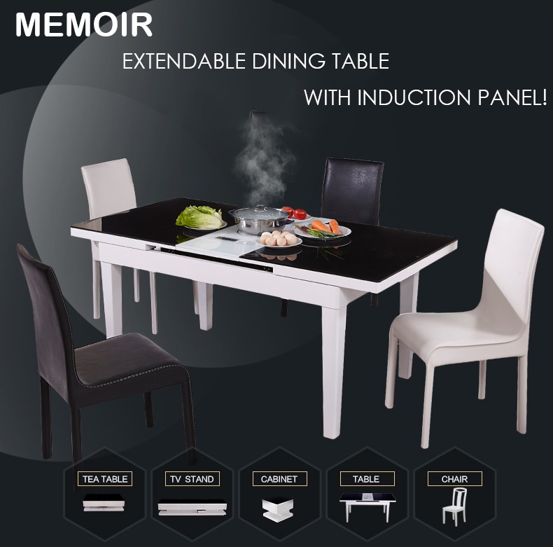 Premium Dining Tables Tempered Glass Deals For Only S 1099 Memoir Extendable Steamboat Dining Table With Induction Panel Black