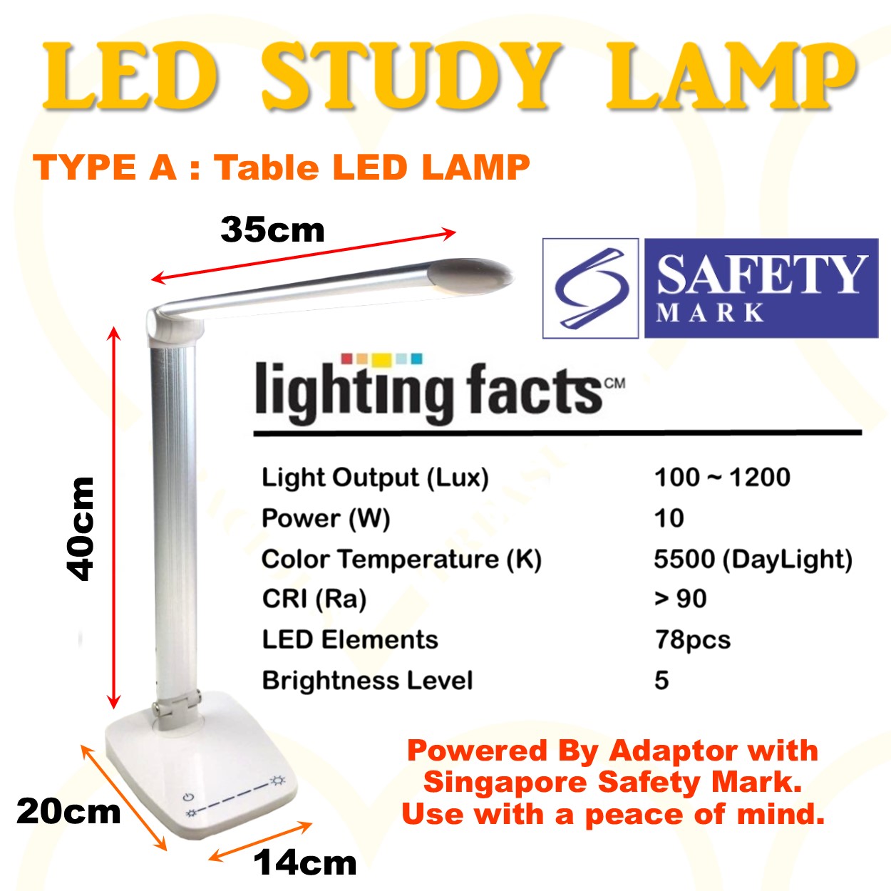Led Table Study Lamp Singapore Safety Mark Desk With 6 Months Warranty From Date Of Purchase