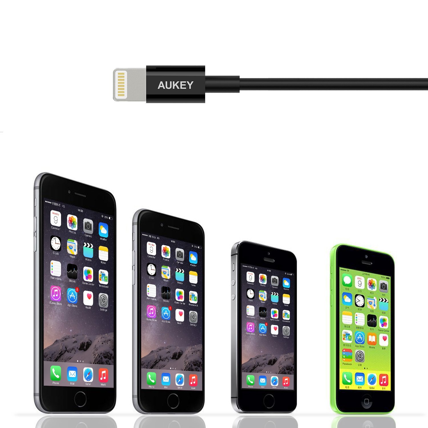 Buy ficial E Store AUKEY Wireless Charger or Wall Chargers with 1 x Aukey USB Cable with Lightning Connector