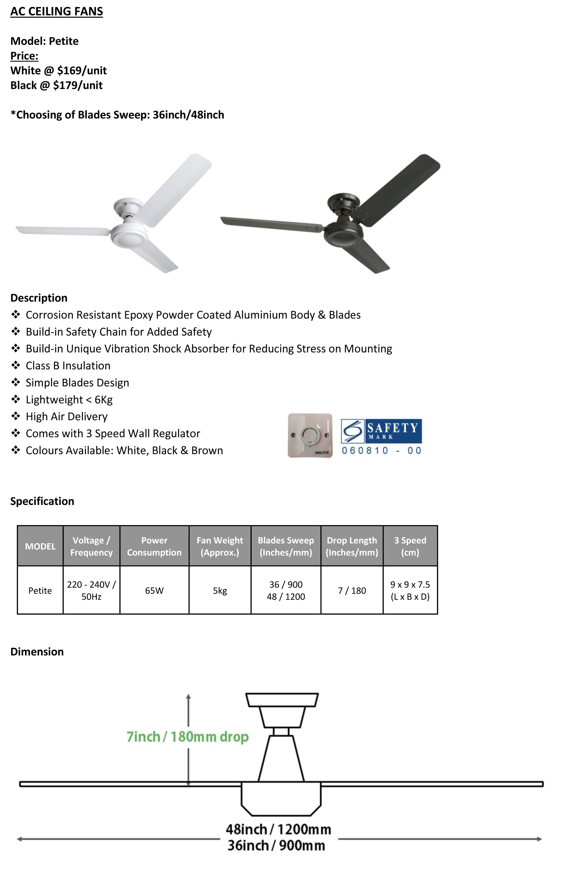 Qoo10 Sg Every Need Want Day Relite Petite Senorita Ceiling Fan Suitable For Low 2 5m 65m