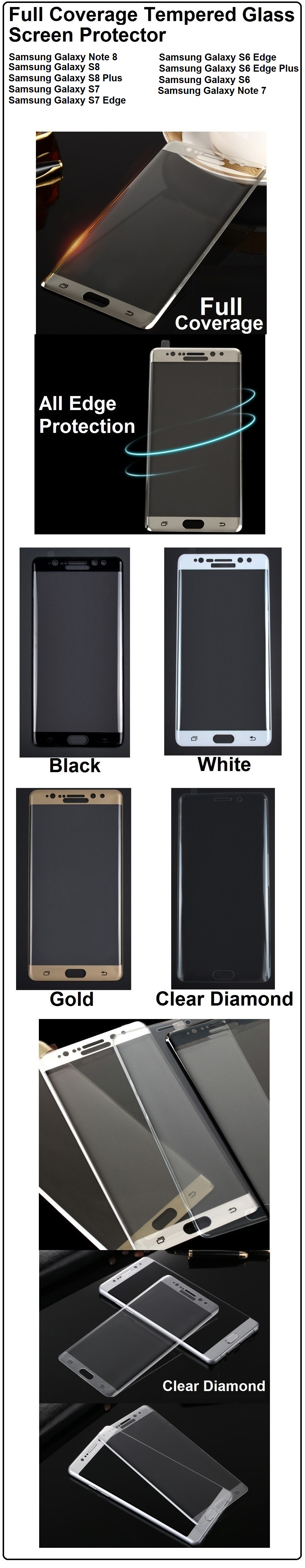 Buy Tempered Glass Screen Protector Samsung Note 8 S8 S8 Plus S7 3
