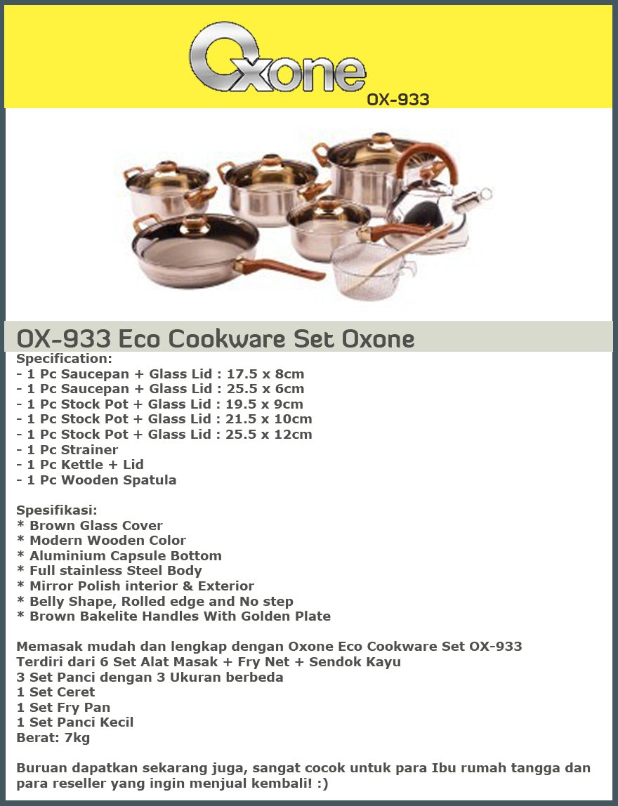 Buy Serba Praktis Dengan OXONE Cookware Set Hanya Rp.369,000!! Deals for only Rp 410.000 instead ...